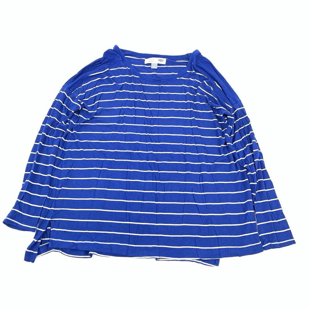 Old Navy Striped Long Sleeve Casual Maternity Top Size Large Womens Blue White L